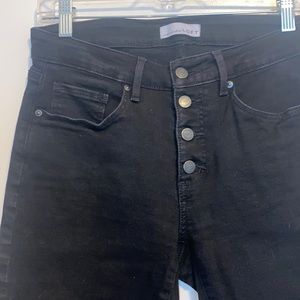 LOFT Black Curvy Skinny Jeans with Chewed Hem
